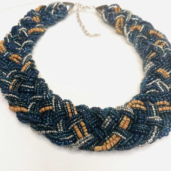 Vintage Handwoven Beaded Necklace — 1990s Artisanal Statement (50–53 cm) - Picture 3 of 8